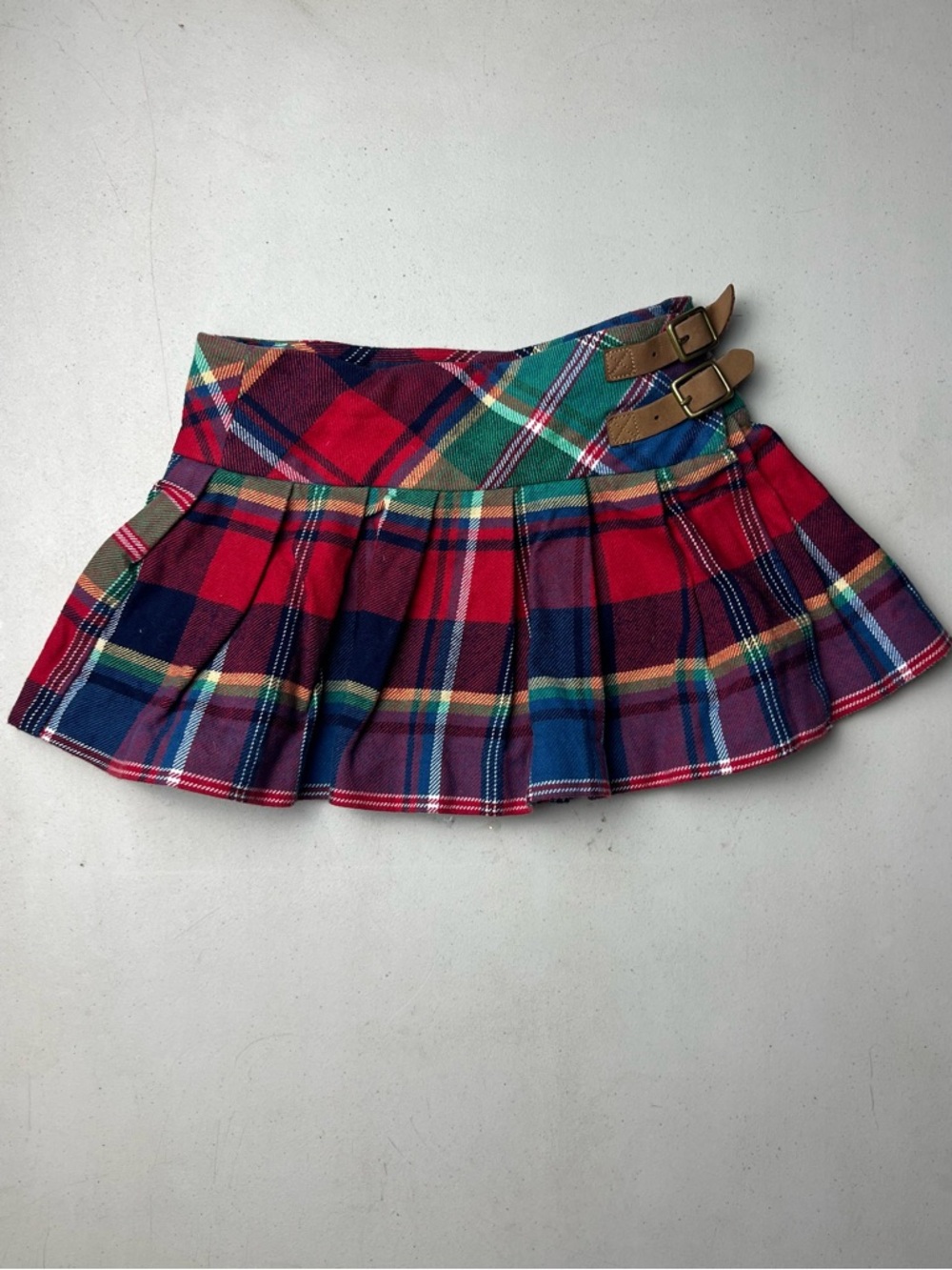 Polo Ralph Lauren Pleated Skirt Girl’s 4/4T Red Plaid Equestrian Buckle Y2K